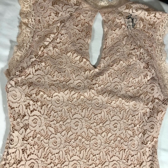 Bebe Vintage Eyelet Mini Dress Med Rose Pink Sheer Knit Made In USA Ally McBeal - Picture 3 of 13